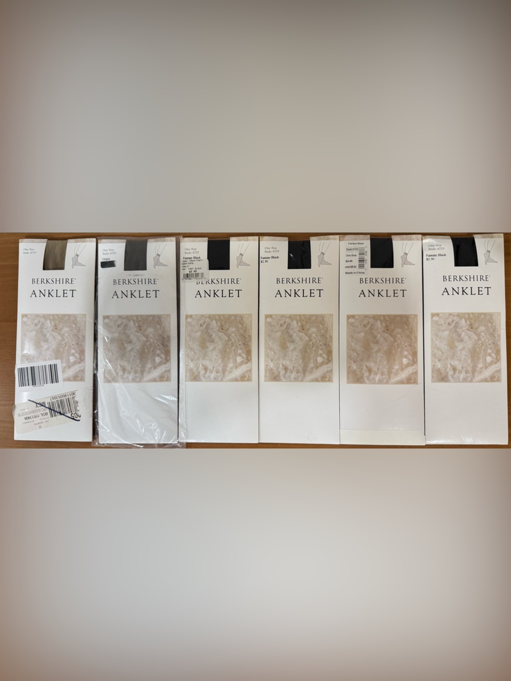 Berkshire Sheer Ankle High Socks in Light Beige/Brown/Black (6 Pack)